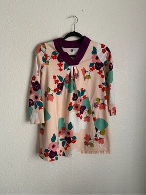 Tea Collection Girls Trapeze Long Sleeve Cotton Dress 12 Floral Print